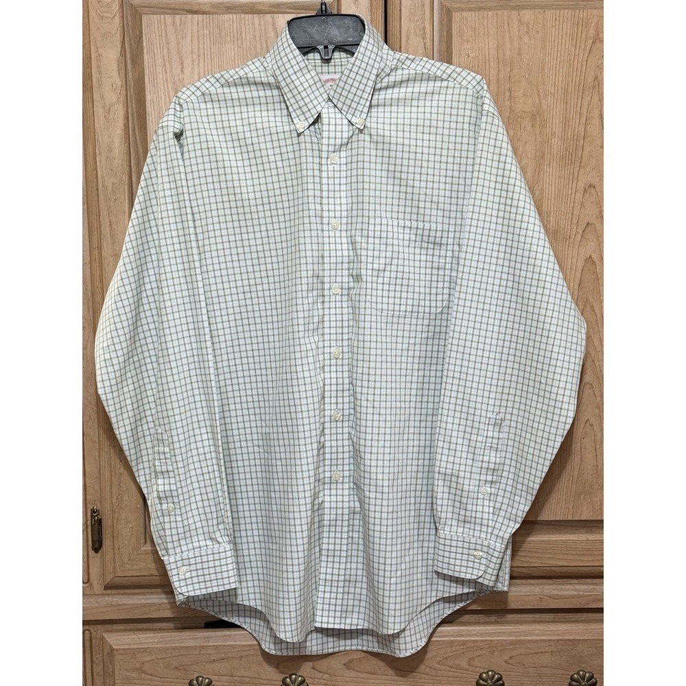 Brooks Brothers 1818 Dress Shirt‎ Men's Size M Green Plaid Button Down Non-Iron